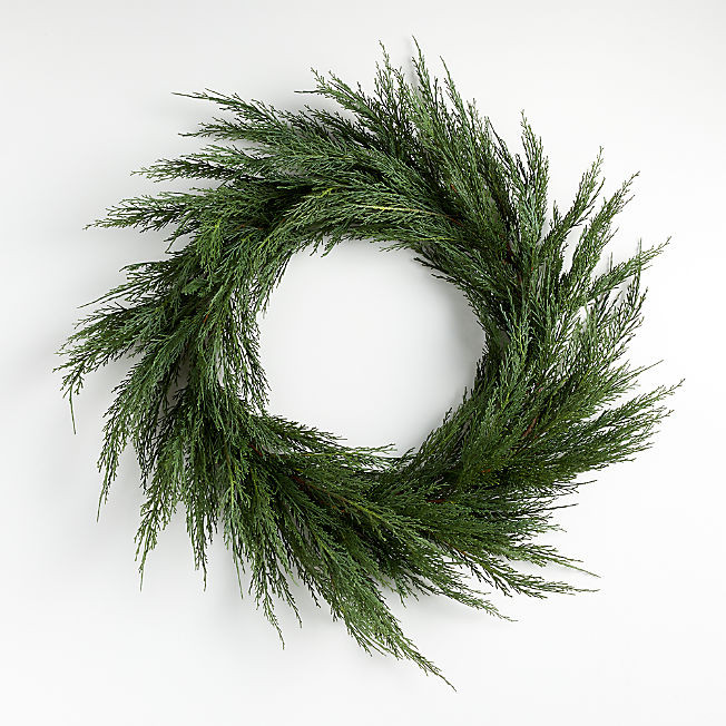 Faux Cypress Wreath 26" + Reviews | Crate & Barrel | Crate & Barrel