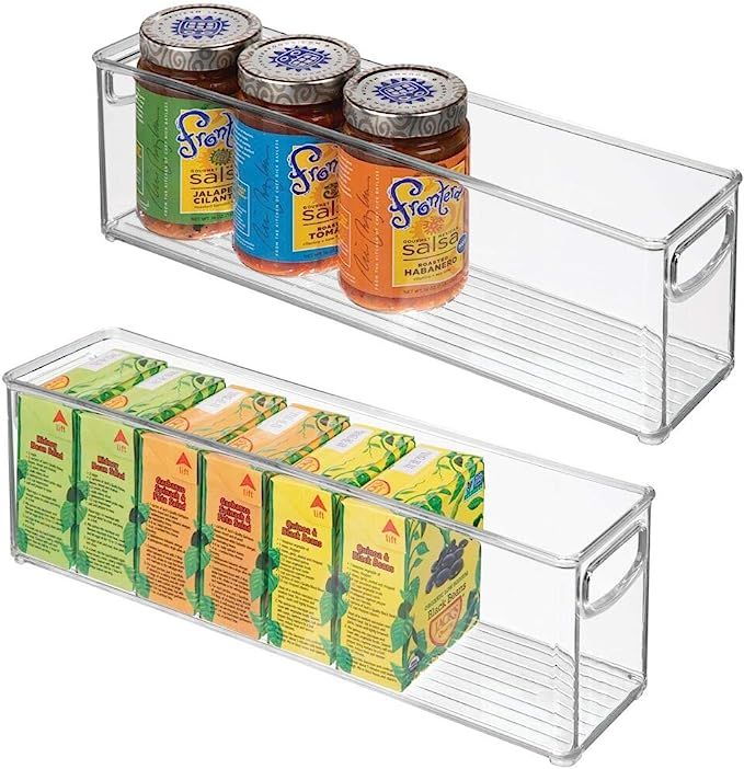 mDesign Plastic Stackable Kitchen Pantry Cabinet, Refrigerator or Freezer Food Storage Bins with ... | Amazon (US)