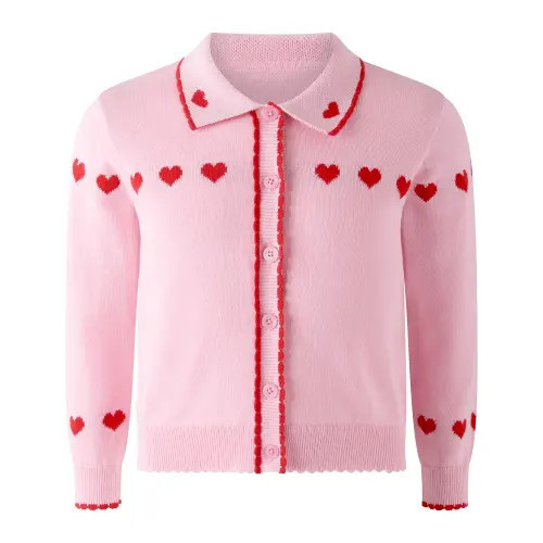 Rachel Riley Heart Intarsia Cardigan in Pink at Nordstrom, Size 4T Uk | Nordstrom