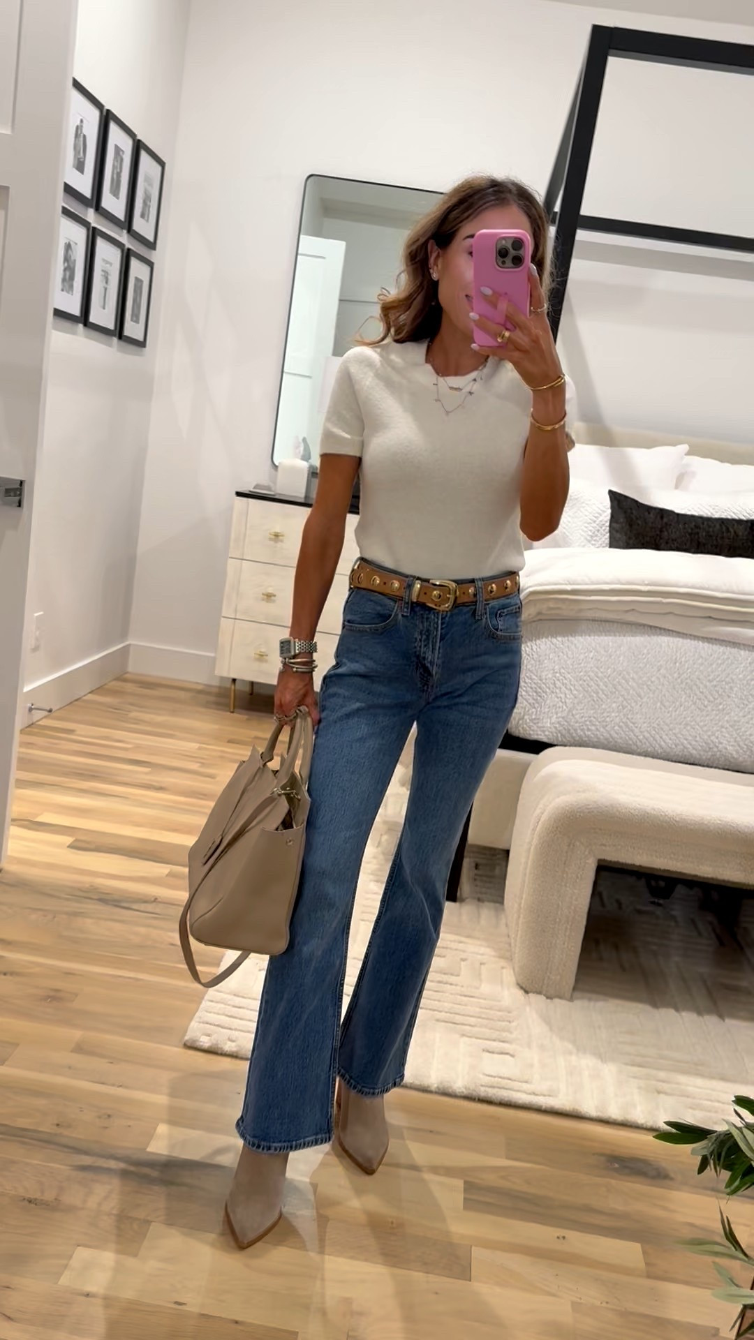 The best Jeans for fall. So flattering and love the mini flare! Wearing 23 x short code Fleeceaf 

#LTKFindsUnder100 #LTKPetite #LTKFindsUnder50