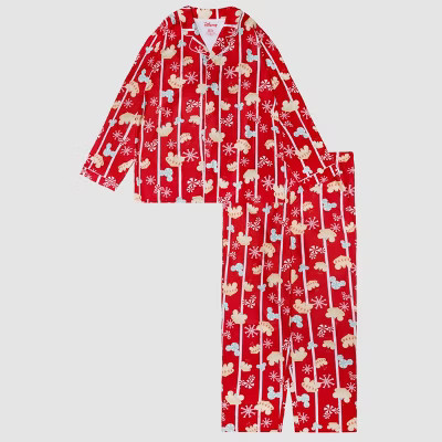 Adult Disney Mickey Mouse & Friends 2pc Christmas Family Matching Pajama Set - Red | Target
