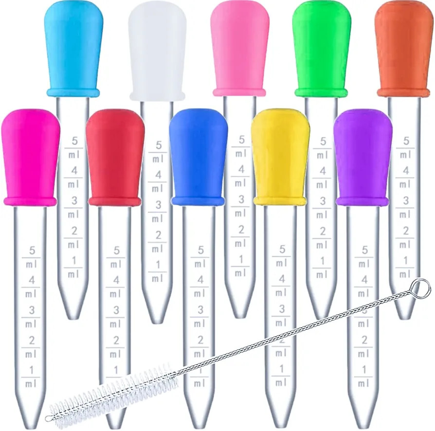 HiMo 10 Pack Liquid Pipettes Droppers Silicone 5ml Clear Medicine Eye Dropper for Kids with Bulb ... | Amazon (US)