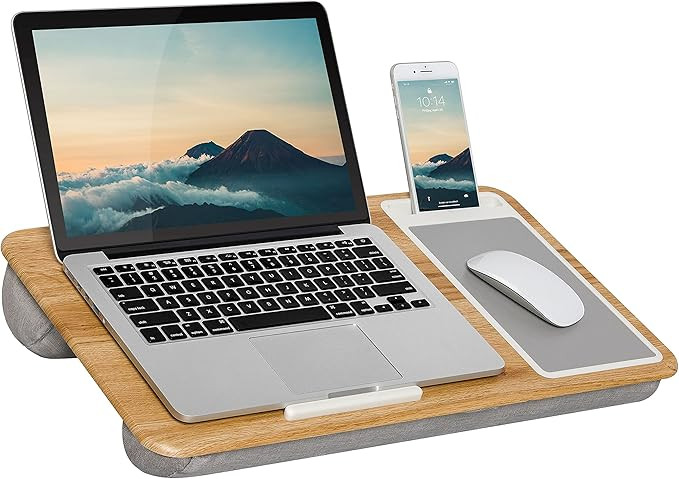 LapGear Home Office Lap Desk with Device Ledge, Mouse Pad, and Phone Holder - Oak Woodgrain - Fit... | Amazon (US)