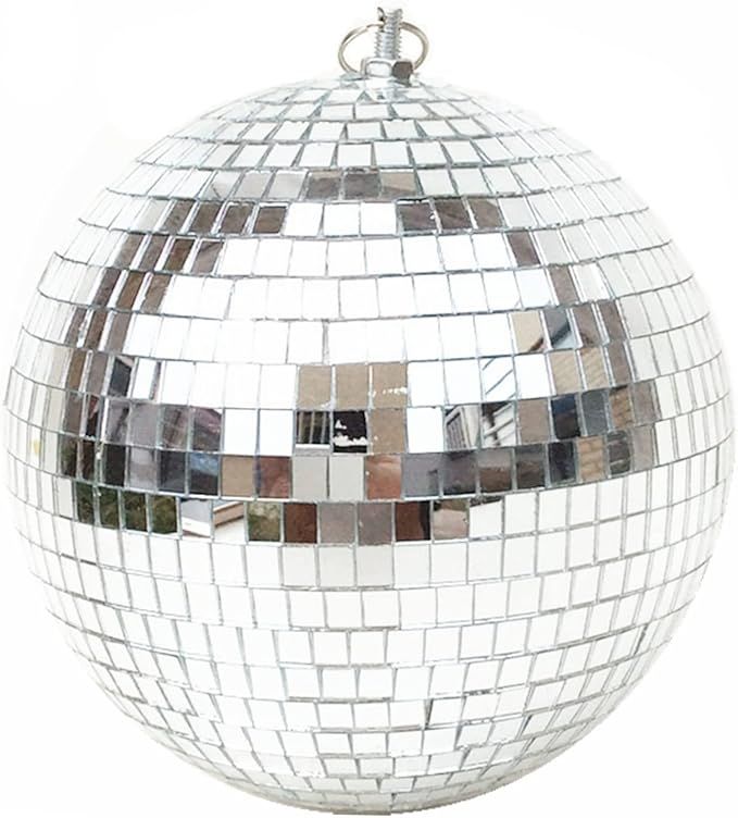 Mirror Disco Ball 8 Inch Hanging Disco Ball for Party Wedding Holiday Home Decoration, Silver | Amazon (US)