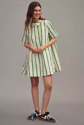 English Factory Short-Sleeve Swing Mini Shirt Dress | Anthropologie (US)