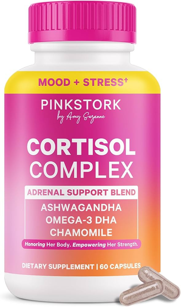 Pink Stork Cortisol Complex - Organic Ashwagandha, Omega 3 DHA, Saffron - Mood Balance, Stress Ma... | Amazon (US)