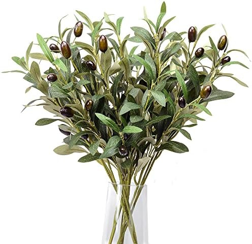 DVGUN 5 Pack Olive Branches Artificial Plants Greenery Stems Olive Leaves Fake Fruits Silk Plants | Amazon (US)