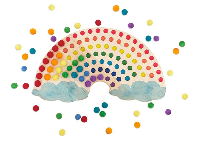 Color Sorting Wooden Rainbow with Clouds | Rose & Rex 