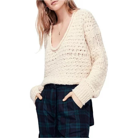 Free People Womens Knit Pullover Sweater White X-Small | Walmart (US)