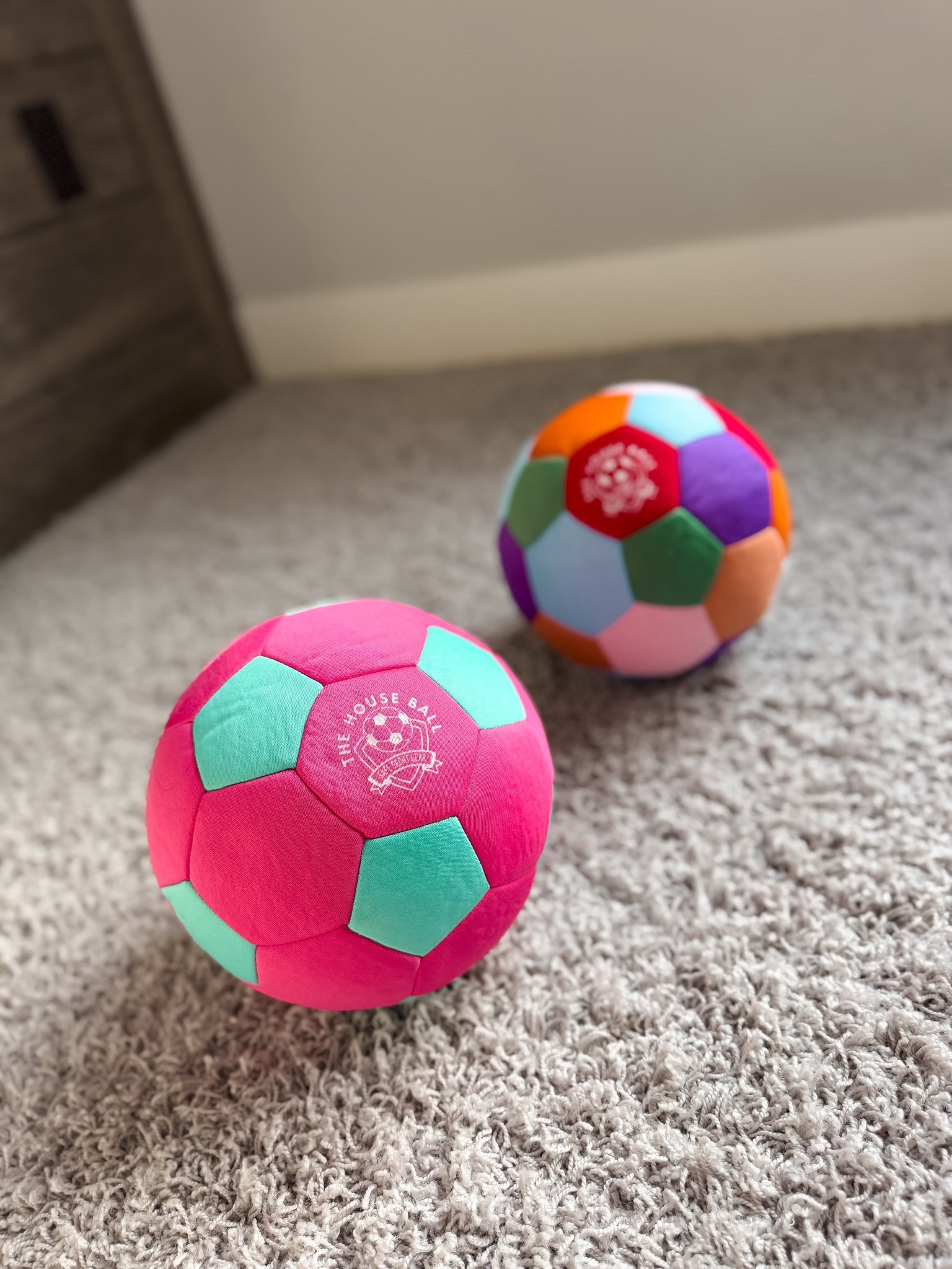 The house ball is a soft soccer ball so the girls can play inside without entering my walls, it kicks just like a soccer ball, but is padded