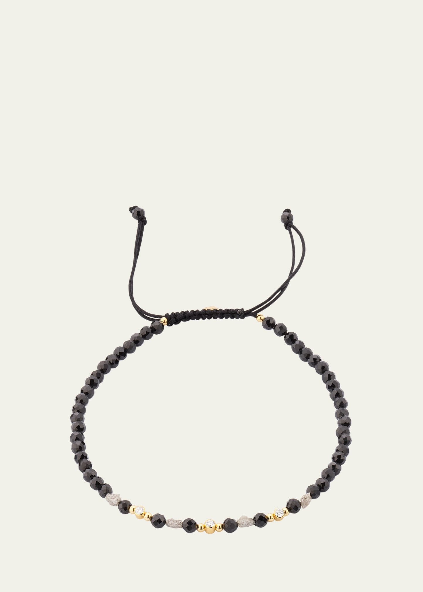 Jan Leslie Men's Black Spinel and Raw Diamond Beaded Pull-Cord Bracelet | Bergdorf Goodman