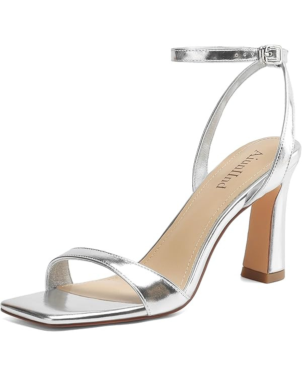 Women's Heeled Sandals Square Open Toe Chunky High Heels Ankle Strap Sandals for Women Prom Weddi... | Amazon (US)