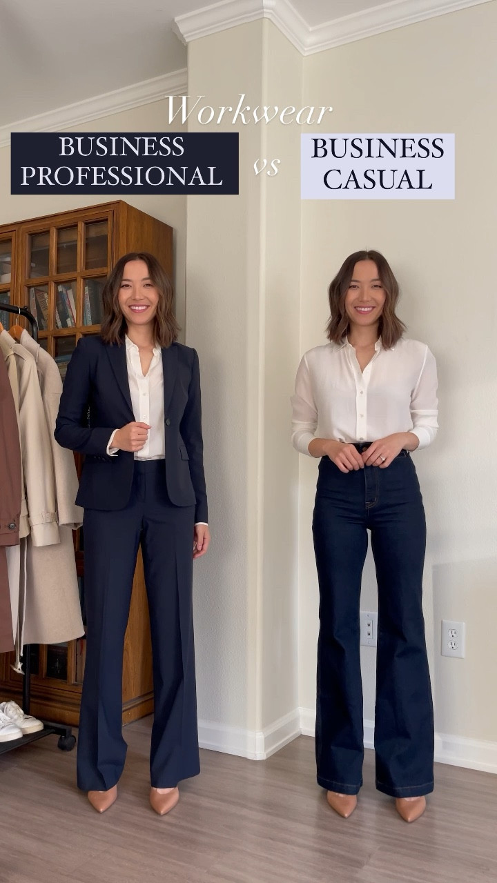Business professional, versus business, casual workwear 

Suit - Theory 00, 7 yrs old (linked similar)
Silk blouse - Everlane 00
Jeans - Madewell 23 standard, sized down 2


#LTKworkwear #LTKstyletip #LTKunder100