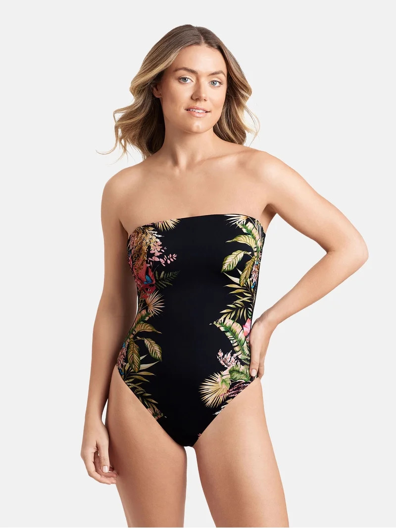 Sofia by Sofia Vergara Women's and Women's Plus Bandeau One Piece Swimsuit | Walmart (US)