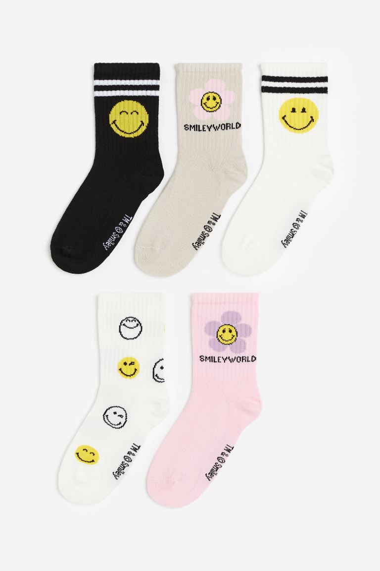 5-pack Socks - Natural white/SmileyWorld® - Kids | H&M US | H&M (US + CA)