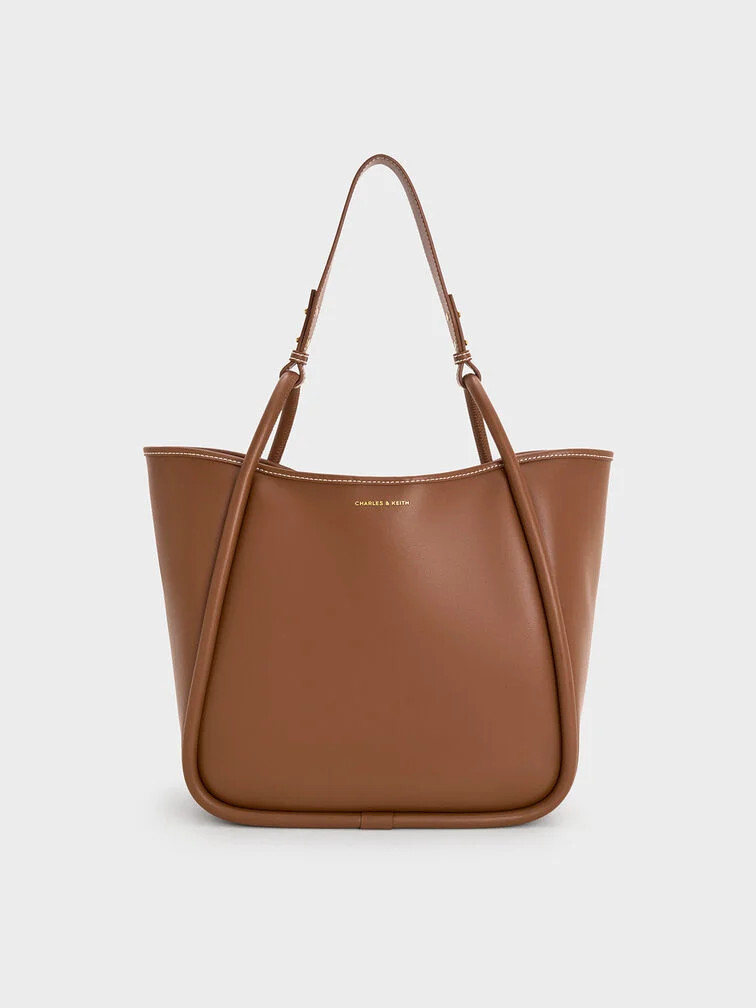 Lyla Tubular Slouchy Tote Bag - Chocolate | Charles & Keith US