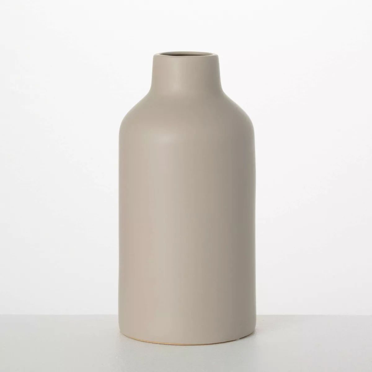 Sullivans 12" Large Matte Gray Bottle Vase, Ceramic | Target