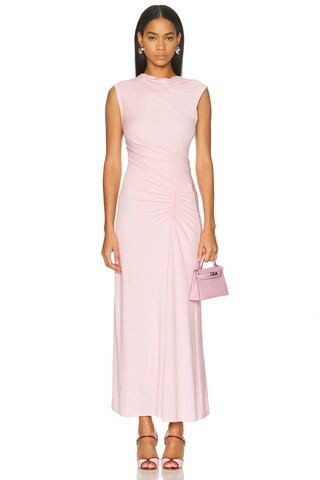 SIMKHAI Acacia Draped Jersey Midi Dress in Pink | FWRD 