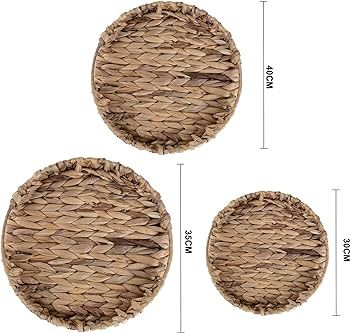 E&W Round Water Hyacinth, Decorative Natural Hand-Woven Seagrass Serving Tray with Handles (Small... | Amazon (UK)
