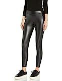 Peds Women's Leatherette Legging with Wide Comfort Waistband, Black, Large | Amazon (US)