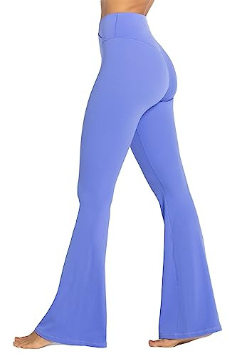 Sunzel Flare Leggings, Crossover Yoga Pants with Tummy Control, High Waisted and Wide Leg, No Front Seam Periwinkle Small 34" Inseam | Amazon (US)