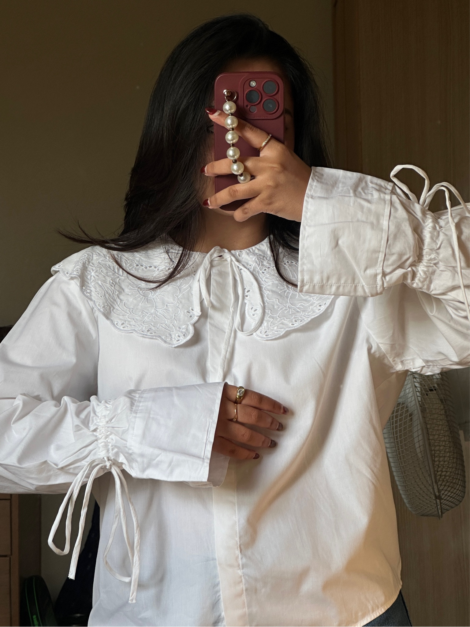 Broderie anglaise poplin white blouse from H&M