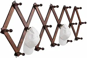 Hat Rack for Wall, Expandable Wall Hat Holder with 16 Hooks, 16 inch Wooden Wall Hook for Basebal... | Amazon (US)