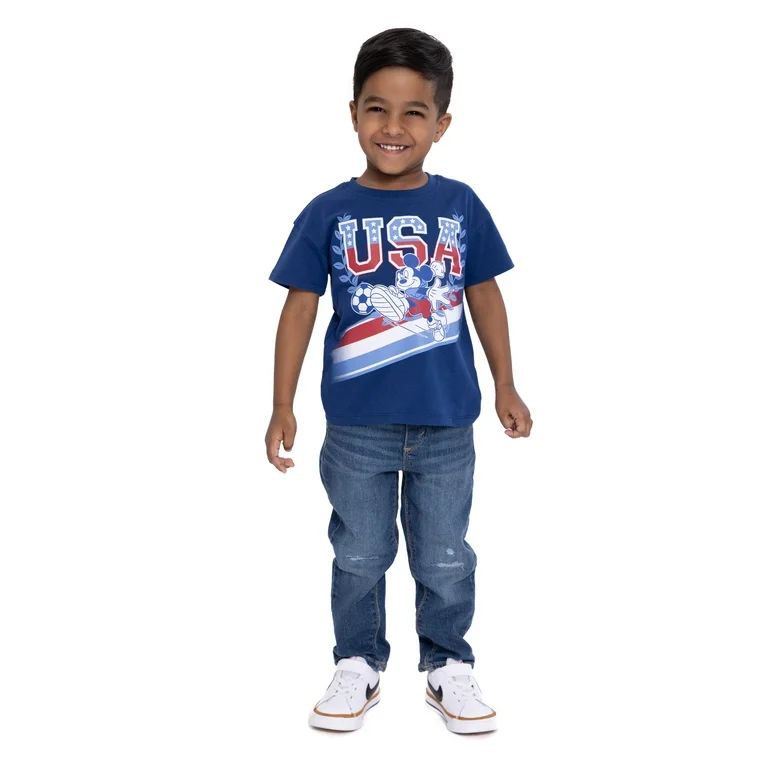Mickey Mouse Toddler Boys Short Sleeve Americana Crewneck T-Shirt, Sizes 12M-5T | Walmart (US)