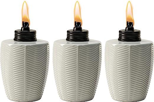 TIKI Brand 3-Pack Table Torch Glass Herringbone Ivory - Decorative Table Top Torches for Outdoor,... | Amazon (US)