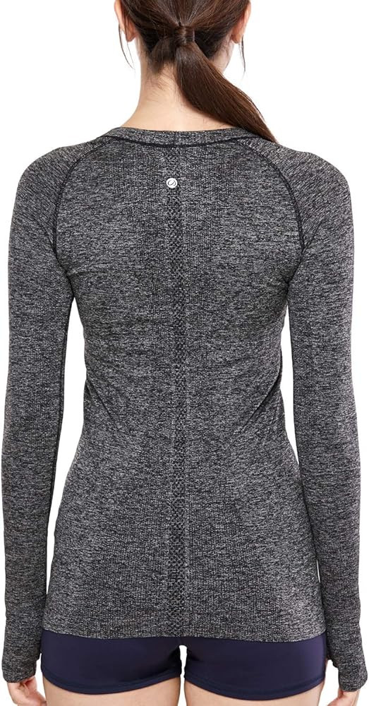 CRZ YOGA Women's Seamless Athletic Long Sleeves Sports Running Shirt Breathable Gym Workout Top | Amazon (US)
