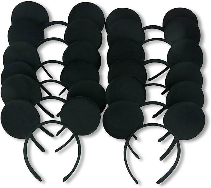 Finex 12 Pcs Set Mickey Mouse Costume Deluxe Fabric Ears Headband 12 pcs Set | Amazon (US)