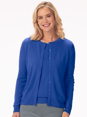 Women's Petite Spindrift™ Soft Cardigan Sweater, Tanzanite Blue P-L, Appleseed's | Appleseed’s