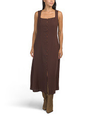 Linen Blend Wooden Button Down Maxi Dress | Casual Dresses  | Marshalls | Marshalls