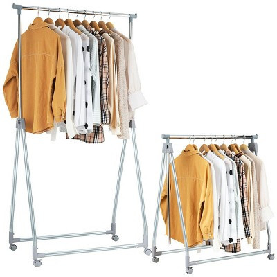 Costway Extendable Clothing Garment Rack Heavy Duty Foldable Clothes Rack W/Hanging Rod | Target
