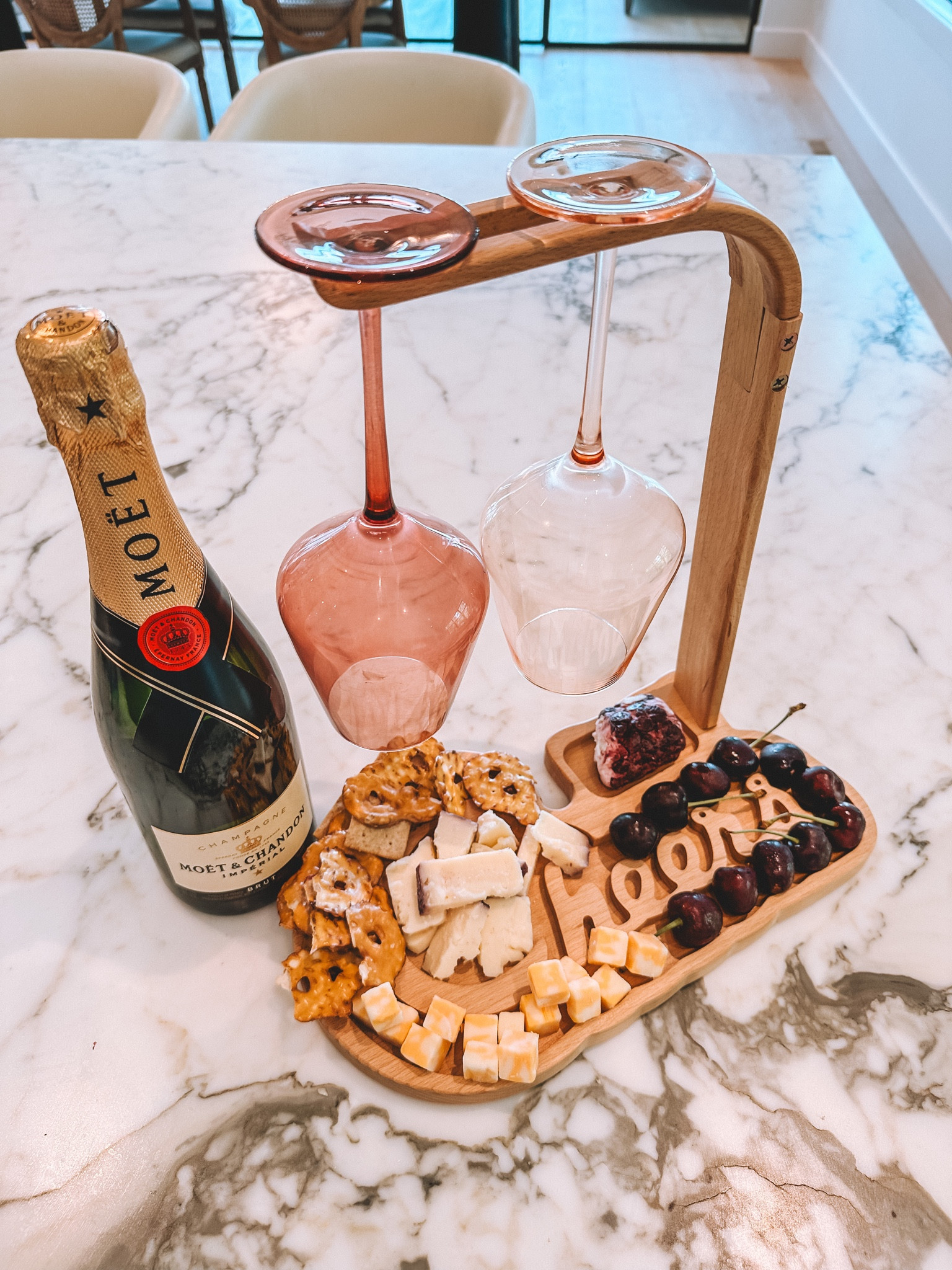 The cutest little wine stand/charcuterie board from Amazon 