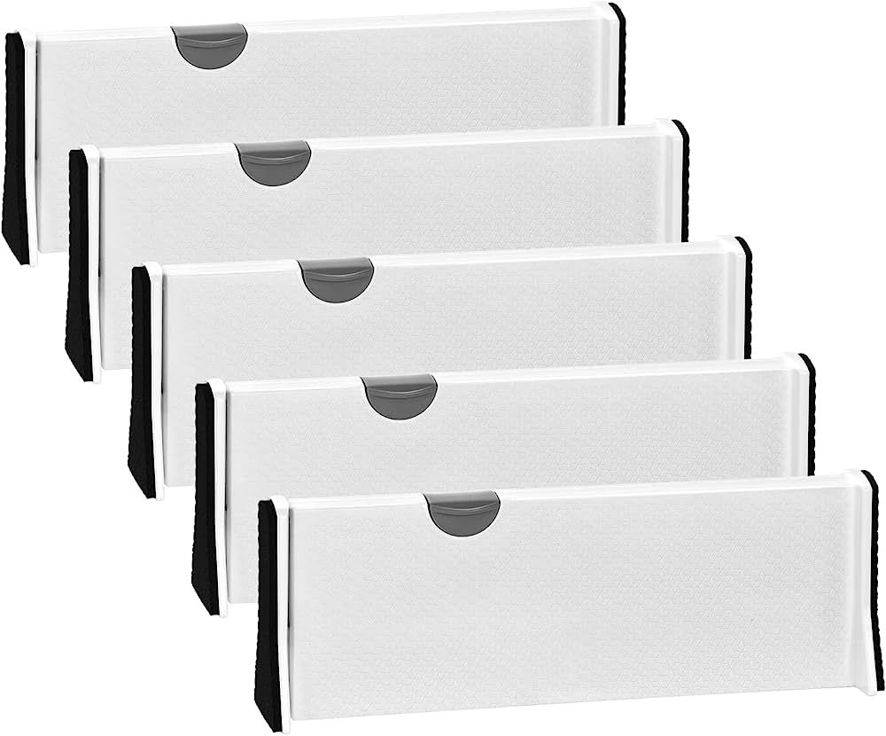 JONYJ Drawer Dividers Organizer 5 Pack, Adjustable Separators 4" High Expandable from 11-17" for ... | Amazon (US)