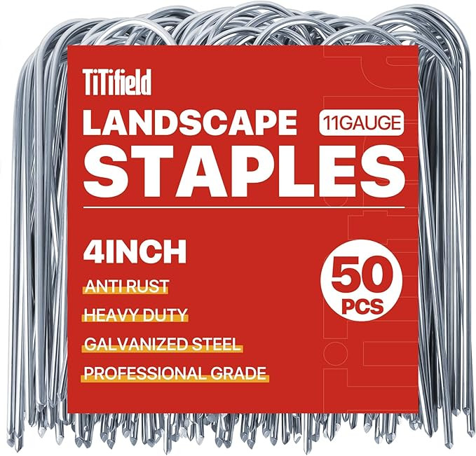 U Shape Garden Stakes 50 Packs 4 Inch 11 Gauge Irrigation Tubing Stakes, Heavy Duty Galvanized La... | Amazon (US)