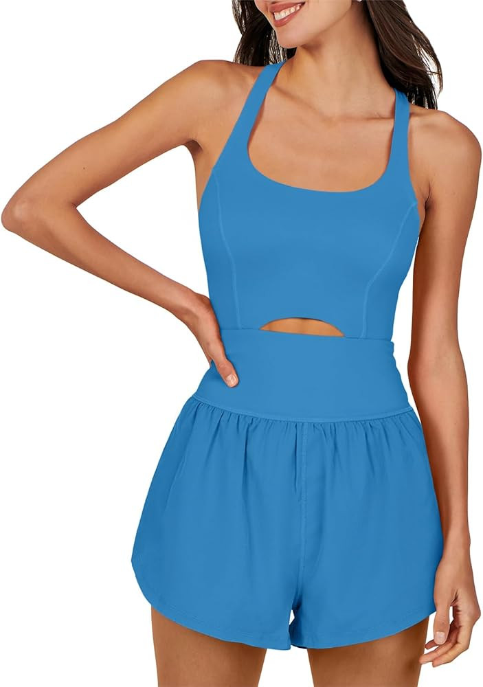 ANRABESS Womens Athletic Workout Romper Summer Running Onesie Exercise Jumpsuits One Piece Outfit... | Amazon (US)
