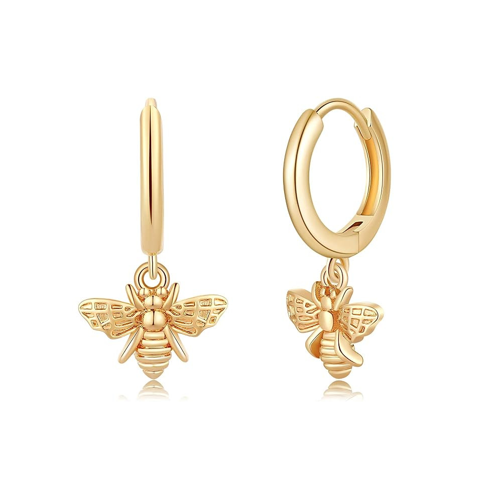 S925 Sterling Silver Post Huggie Hoop Earrings, 14K Gold Plated Small Dangle Hoop Earrings Hypoal... | Amazon (US)