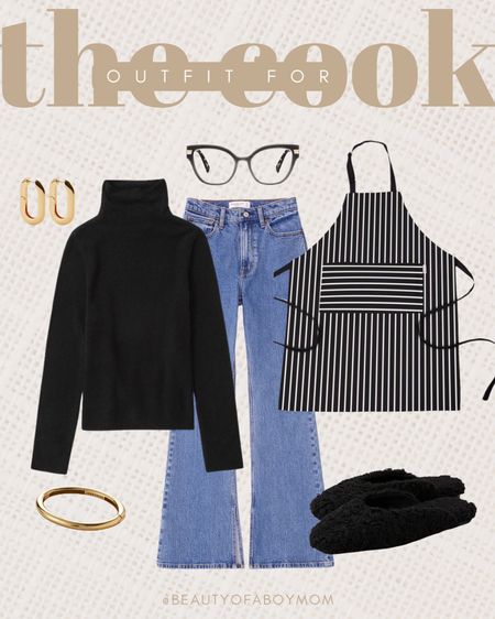 Thanksgiving Outfit - Neutral - Apron - Earring - Slippers - Stripe - Black 

#LTKSeasonal #LTKHoliday #LTKstyletip