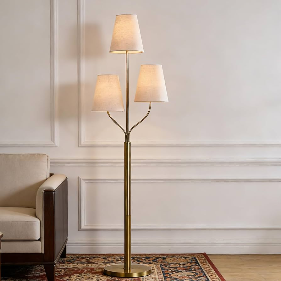 Maxax 3 Lights Brass Gold Floor Lamp for Living Room, Modern 65" Tall Standing Tree Lamp with 3 W... | Amazon (US)