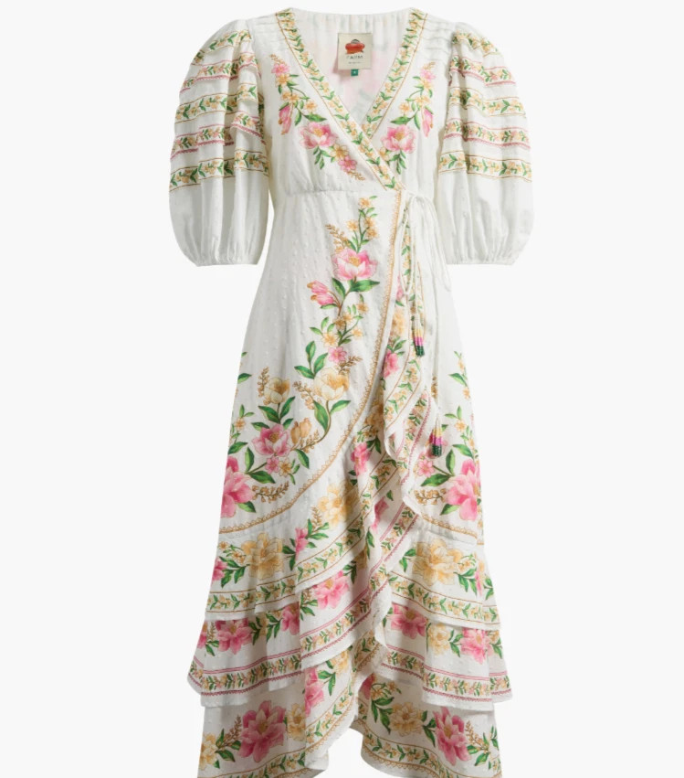 NEW, Farm Rio Palm Dream Floral Print Wrap Dress in White Sz S #MD1750 | eBay | eBay US