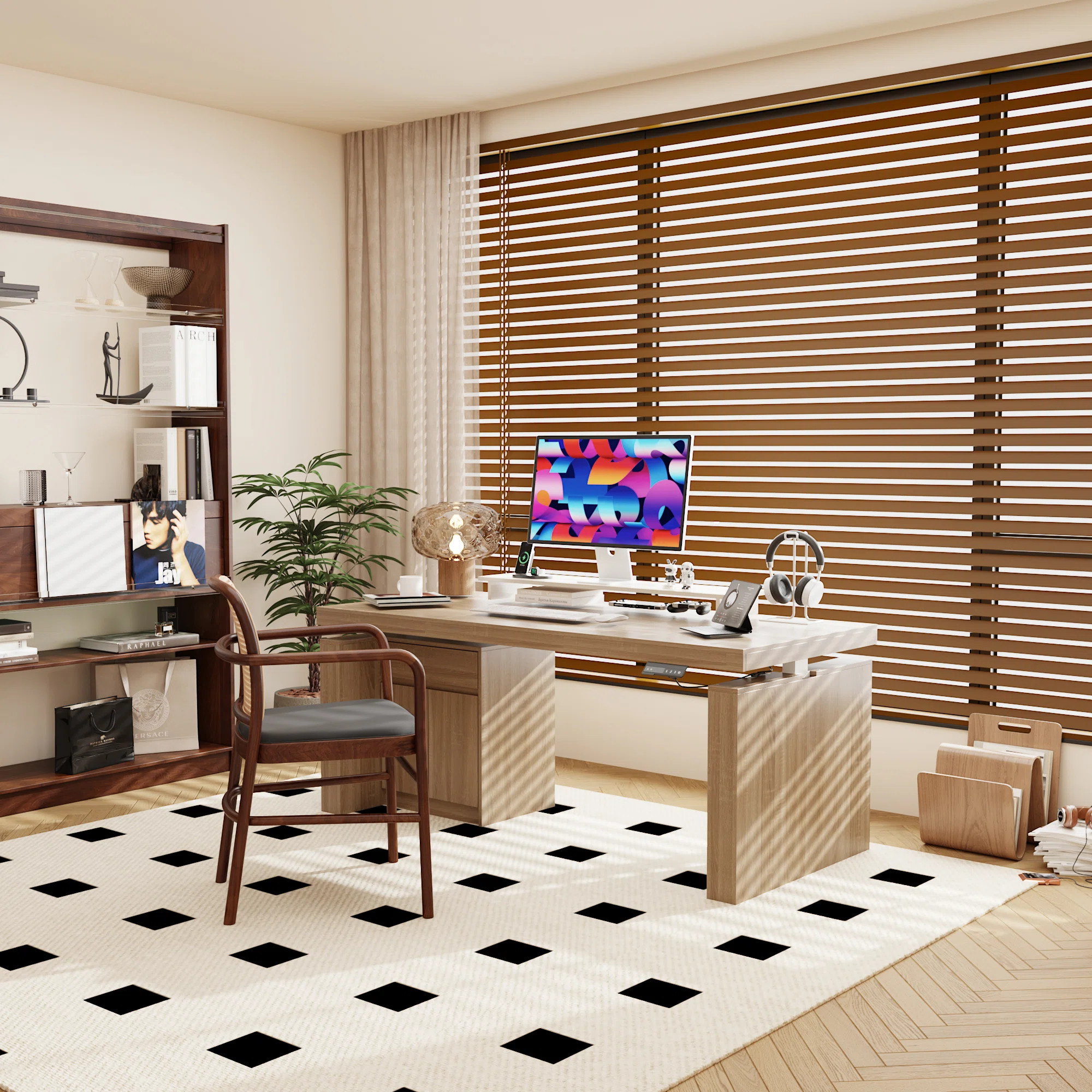 Ergonomic Electric Height-Adjustable Desk With Storage | Wayfair North America