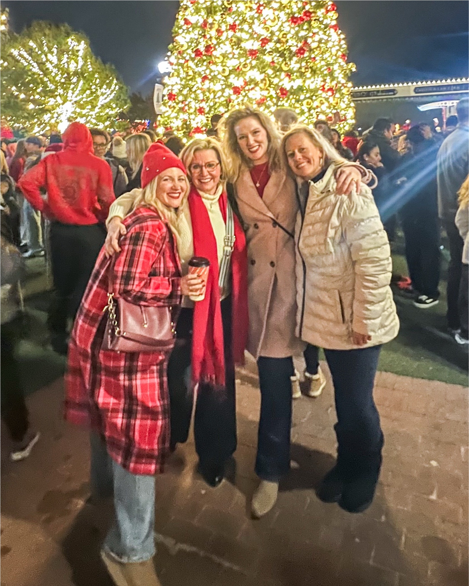 Christmas tree lighting outfit, what to wear for outdoor Christmas events. This pink Christmas plaid coat gets compliments year over year! As does this rhinestone red beanie. I’ve linked up similar options for both! 🎄❤️

#LTKPetite #LTKHoliday #LTKSeasonal