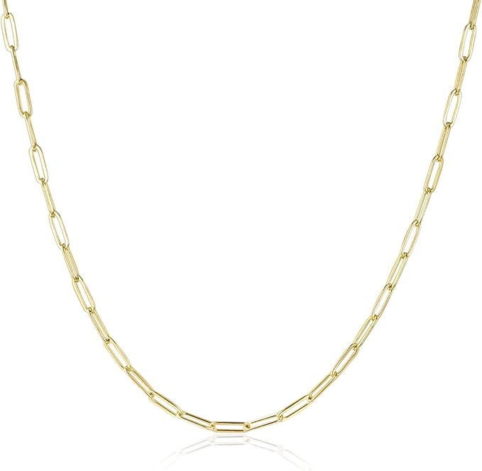 14K Gold Plated Dainty Choker Necklace for Women Girls | Snake Chain, Cuban Link, Paperclip, Ball... | Amazon (US)