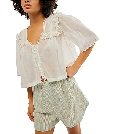 Free People Luna V Neck Short Sleeve Top - S | Dillard's