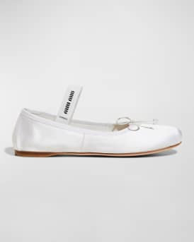 Miu Miu Satin Bow Ballerina Flats | Neiman Marcus