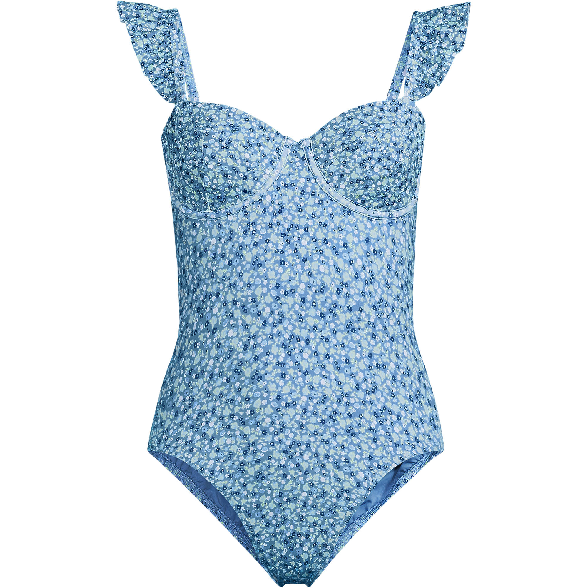 Women's Balconette Ruffle High Leg One Piece Swimsuit | Lands' End (US)