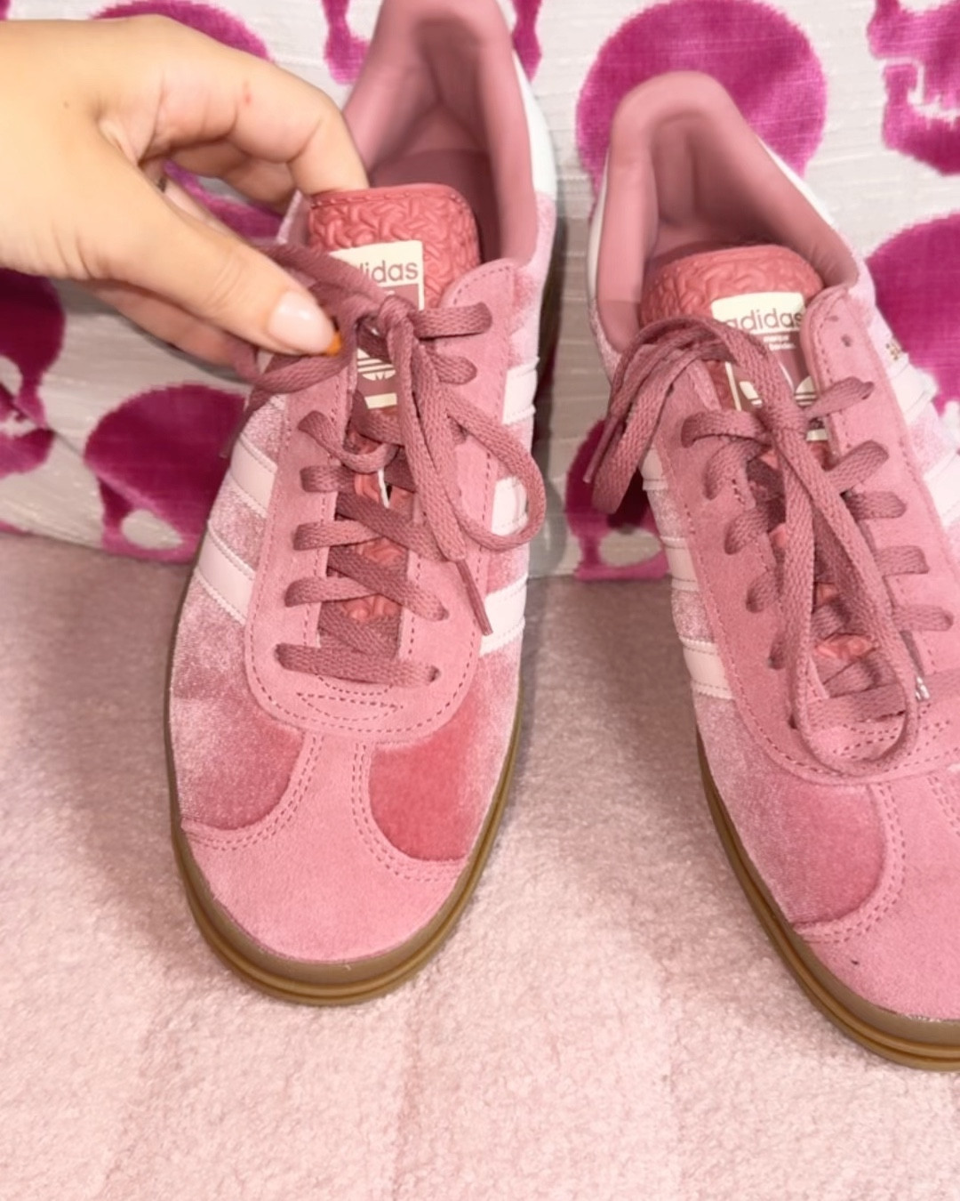 PINK ADIDAS GAZELLE PLATFORM | PINK SUEDE SNEAKER | TENNIS SHOES | SIZE DOWN ONE FULL SIZE 

#LTKActive #LTKShoeCrush #LTKSeasonal