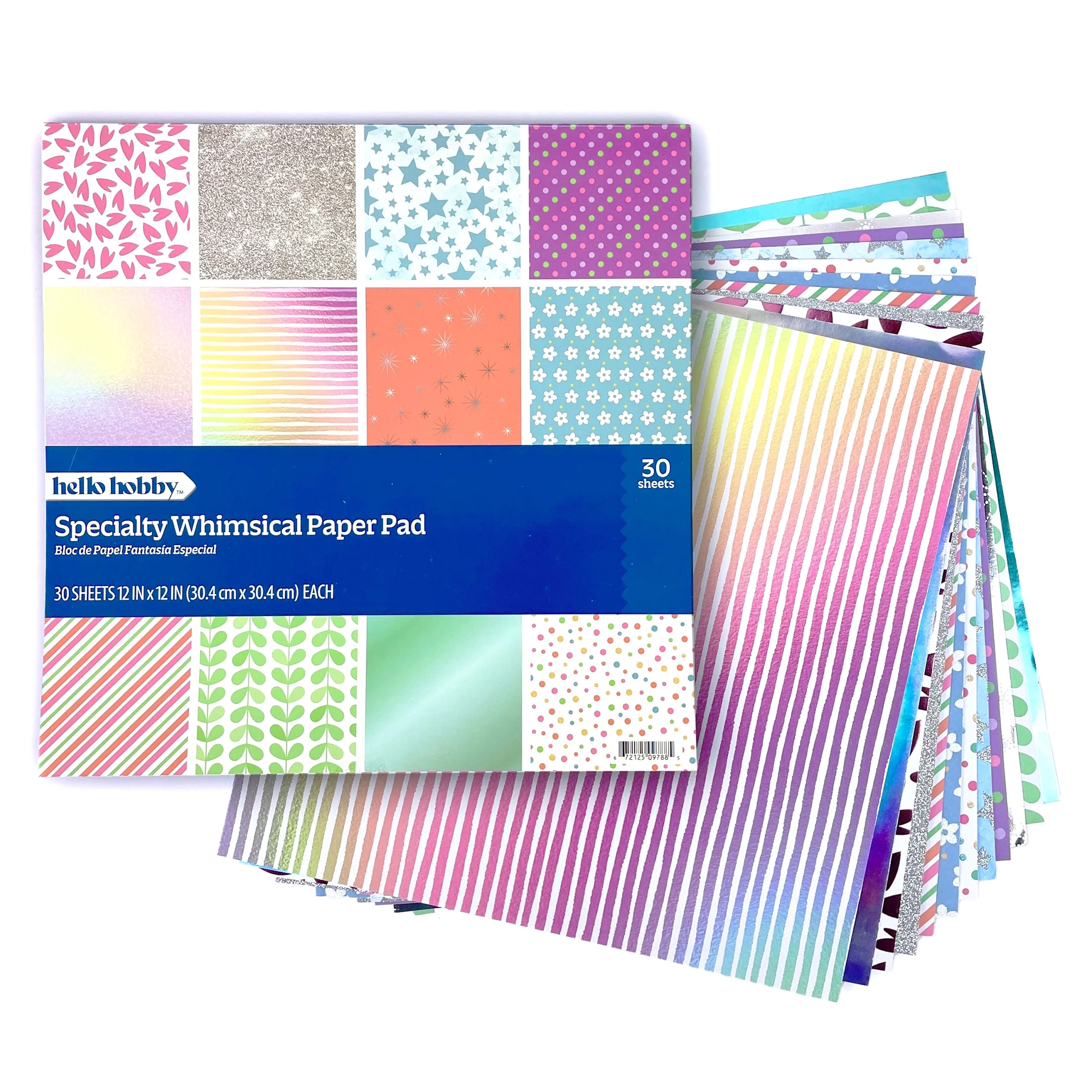 Hello Hobby 12" x 12" Specialty Craft Paper, Pattern Cardstock for Scrapbooking and Crafts, 30 Sh... | Walmart (US)